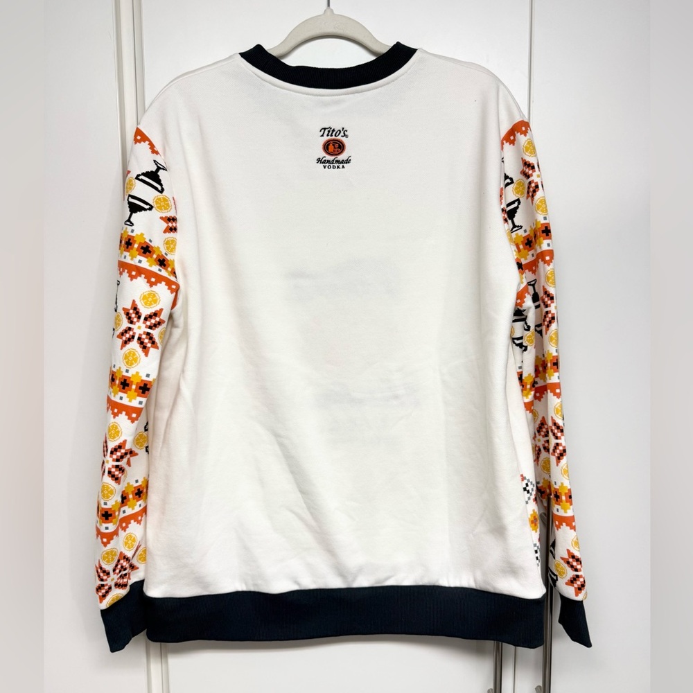Tito's Handmade Vodka Men's Ugly Christmas Sweater Orange White - Picture 3 of 6